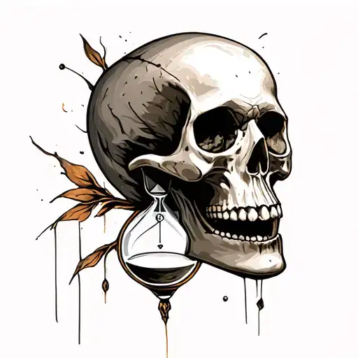 Skull Hourglass Grungy