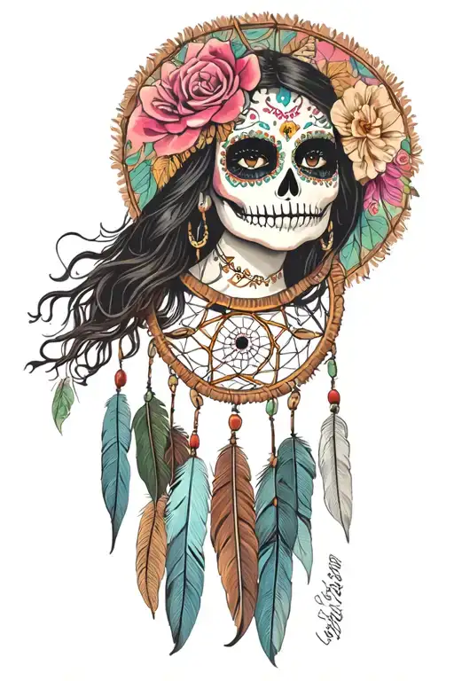 The Dream Catcher And La Catrina