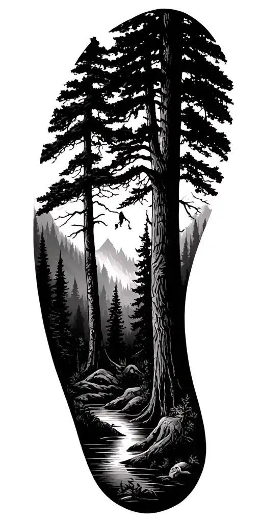 Forest Scenery Black And White