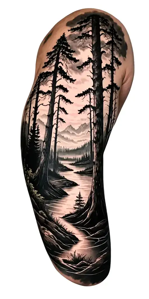 Forest Scenery Black And White Faded Out Nicely And Gradually