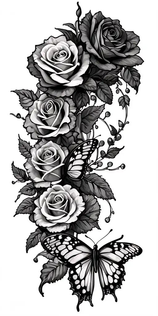 Roses And Butterflies