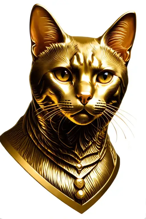 Golden Bust Of Manx Cat