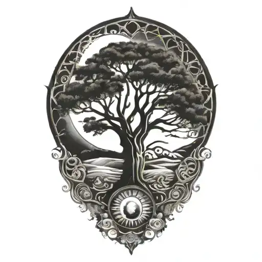 Tree Of Life And Sun And Moon