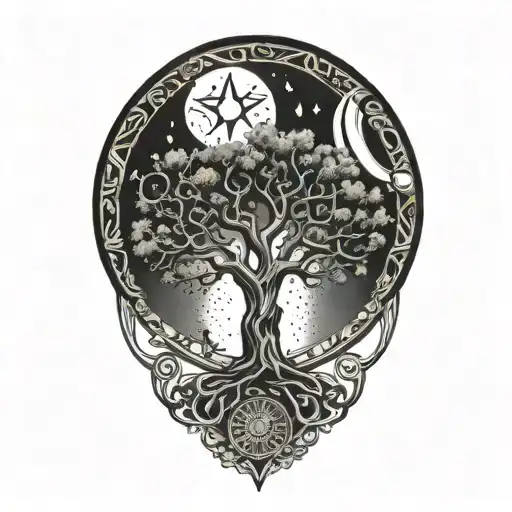 Tree Of Life And Sun And Moon