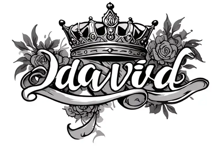 The Name David In Cursive Writing With A Crown Above It