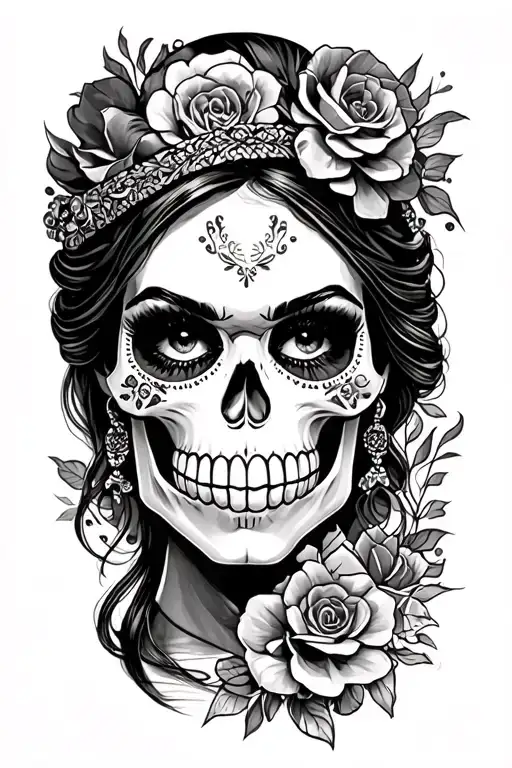 Candy Skull Chicano Gangster Woman Style Sleeve