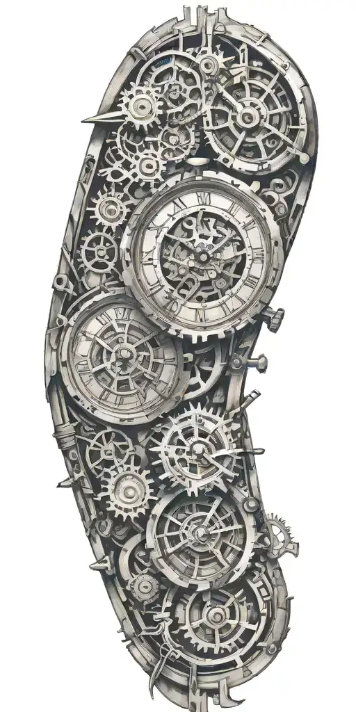 Clock Mechanism Intertwine Along The Entire Length