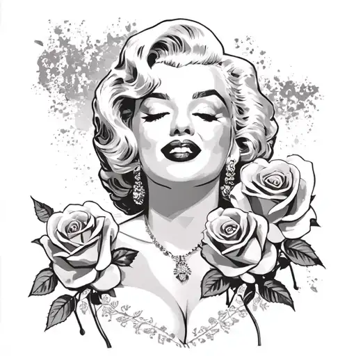 Marilyn Monroe Holding Red Roses Blooming