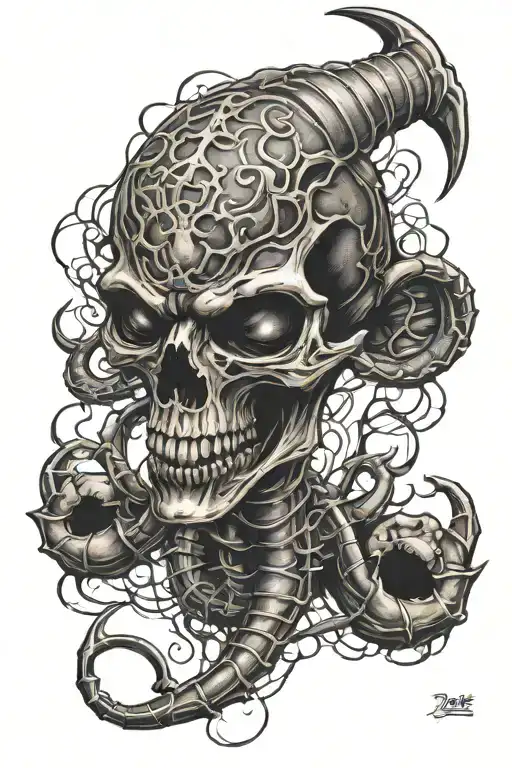 Evil Scorpion With Skull Head