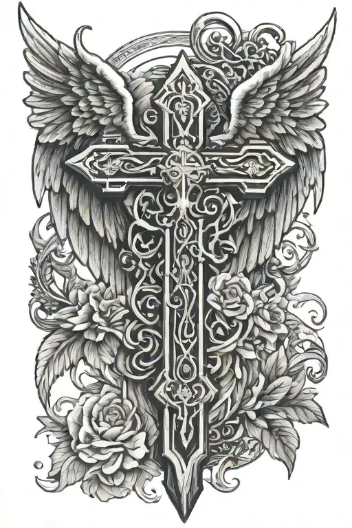 Gangsta Cross With Angel Wings