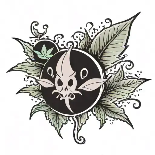 Kawaii Weed Leaf With A Cute Face