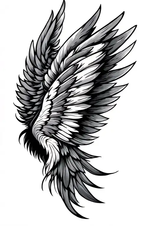 Feathered Wing Tattoo Design
