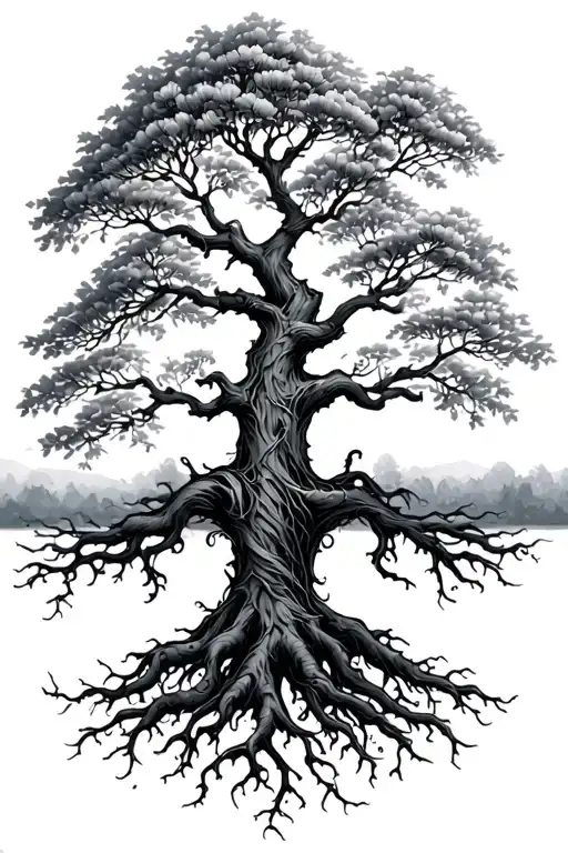 Gaelic Rowan Tree With Roots Extending