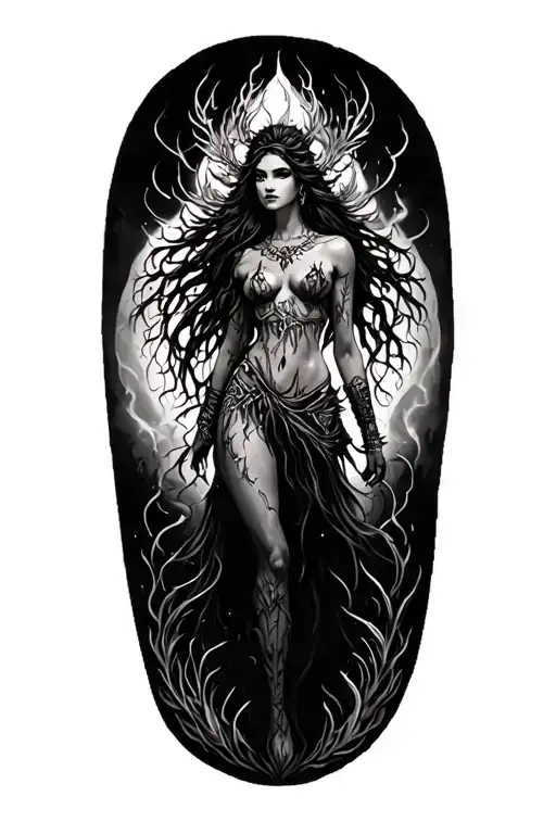 Forrest Goddess Warrior Sensual Silhouette