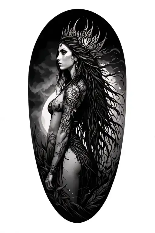 Forrest Goddess Warrior Sensual Silhouette