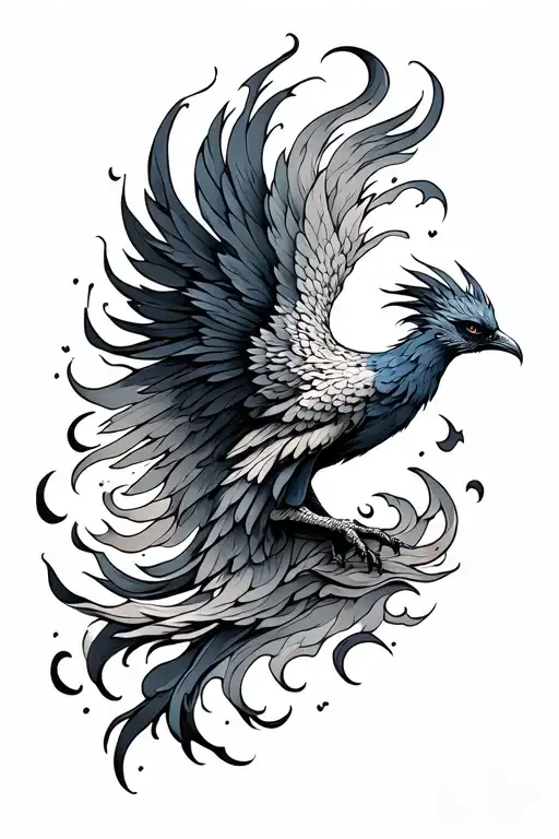 Fiery Phoenix Bird Rising Up