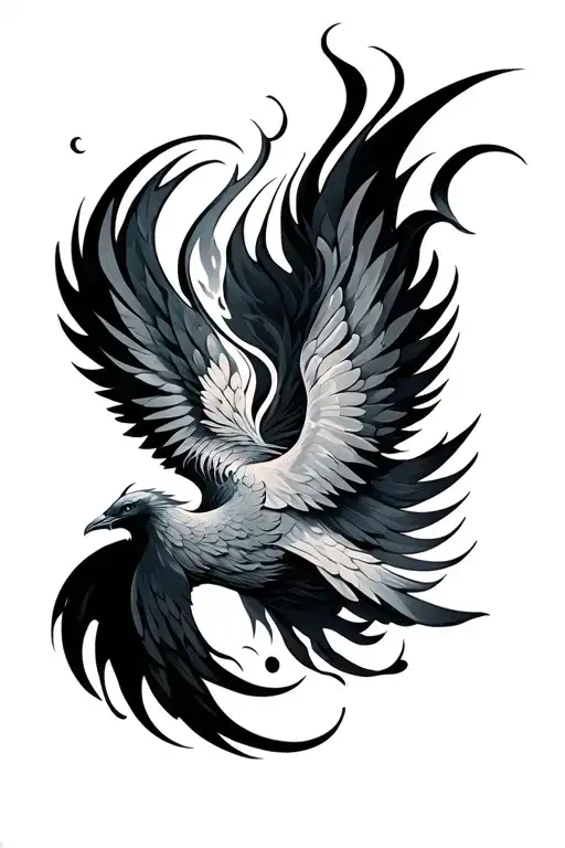 Fiery Phoenix Bird Rising Up