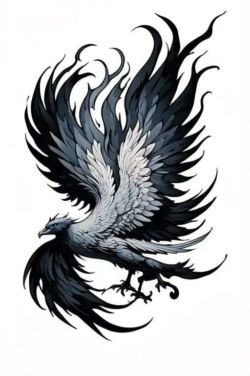 Fiery Phoenix Bird Rising Up