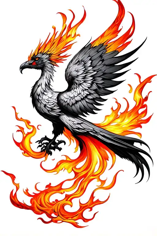 Fiery Phoenix Bird Rising Up