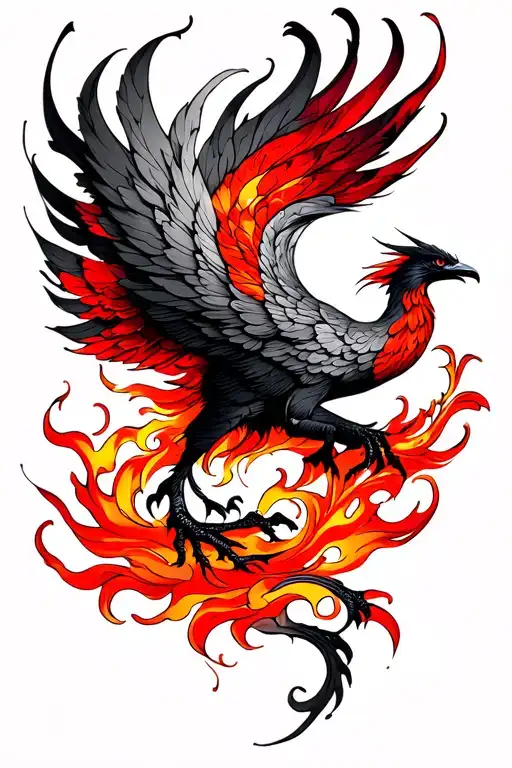 Fiery Phoenix Bird