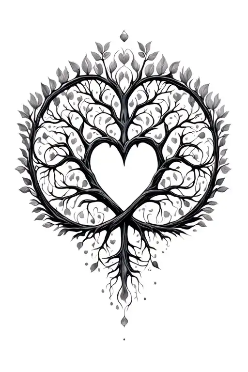 Tree Of Life Intertwined With Heart