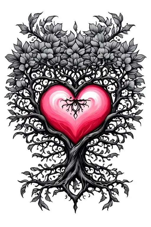 Tree Of Life Intertwined With Heart