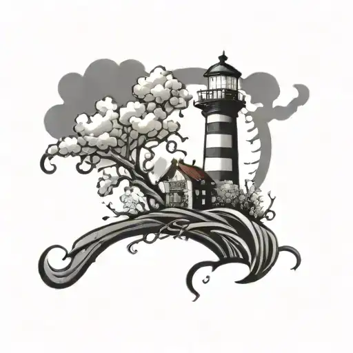 Ghostly Lighthouse Simple Vines