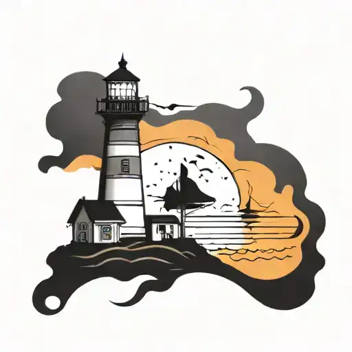 Ghostly Lighthouse Simple Heart