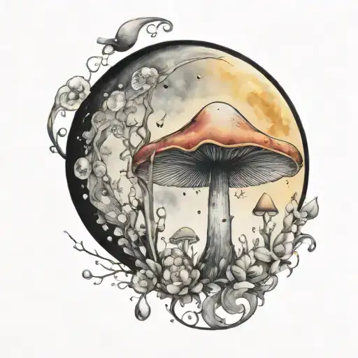 Fairys With Crystals And Mushroom Giant Moon