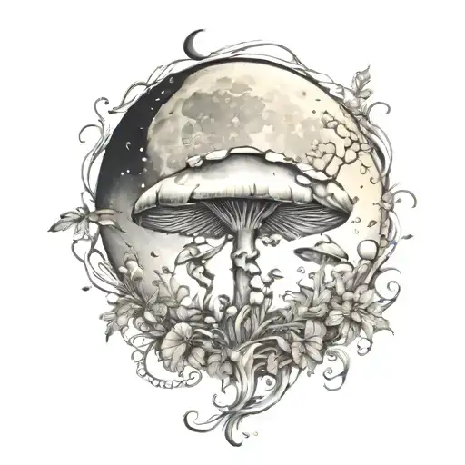 Fairys With Crystals And Mushroom Giant Moon