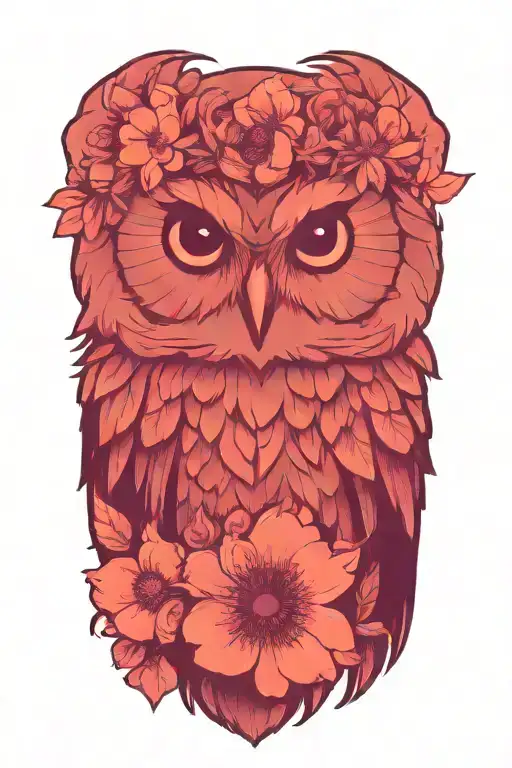 Owl Wearing Wildflower Crown