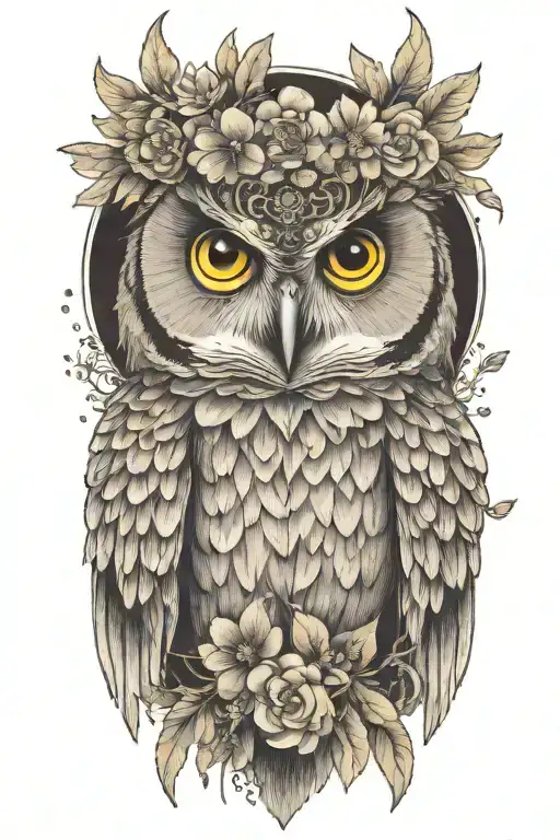 Owl Wearing Wildflower Crown
