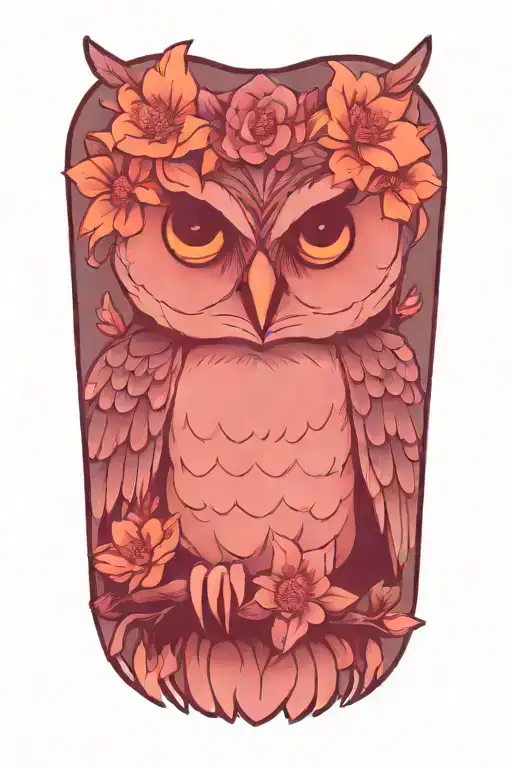 Owl Wearing Wildflower Crown