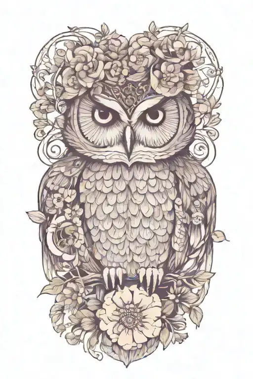 Owl Wearing Wildflower Crown