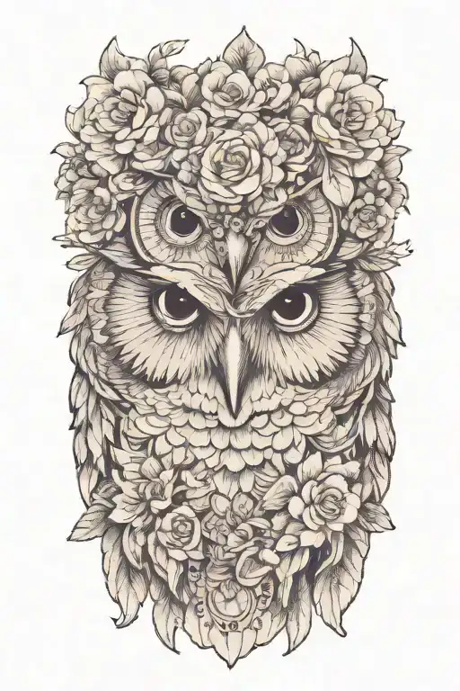 Owl Wearing Wildflower Crown