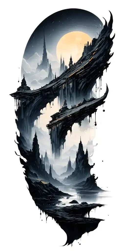 A Melancholic Fantasy Landscape With A Futuristic Twist