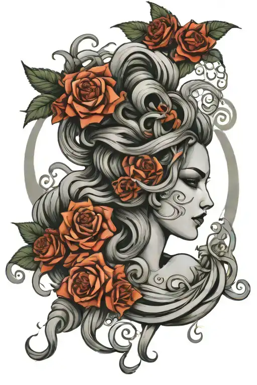 Medusa With Flowers In Hair