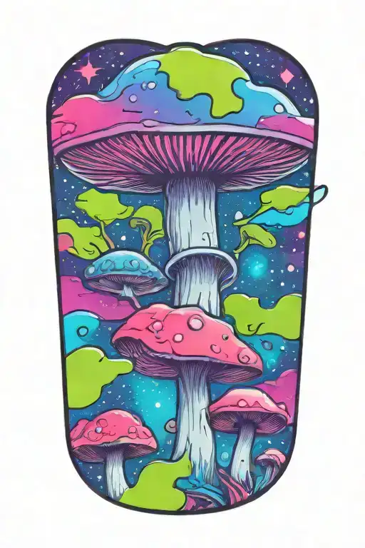 Psychedelic Mushroom Space Themed