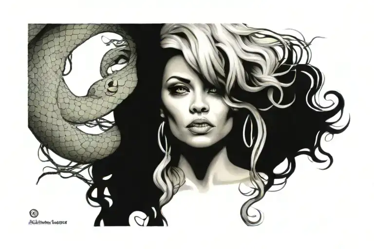 Madusa Face And Snake Hair