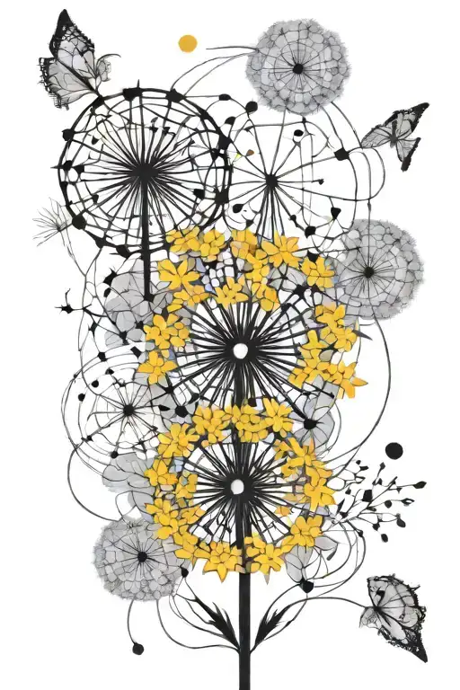 A Geometric Pattern Incorporating Dandelions Blowing