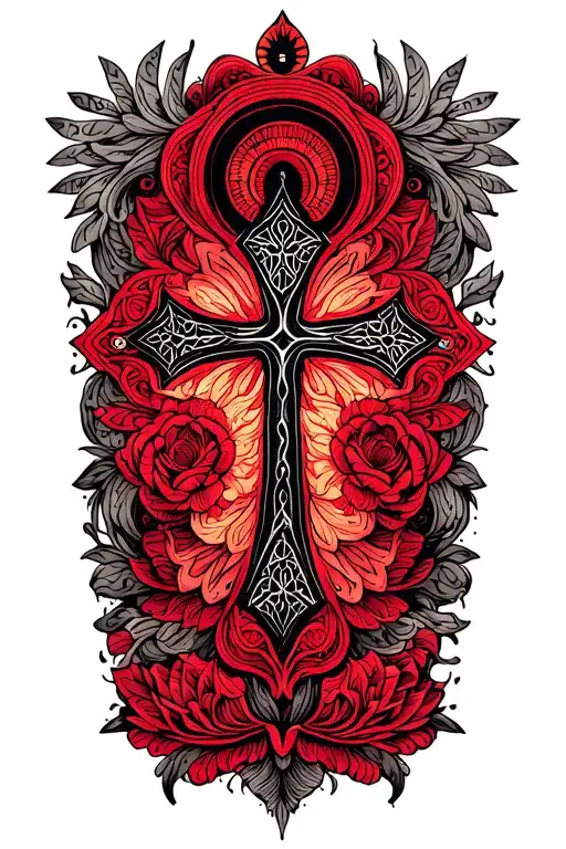 Intricate Mandala Design Featuring Cross With A Circle On Top