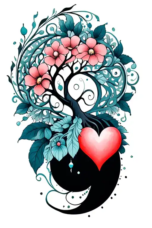 Intricate Mandala Design Incorporating Tree Of Life And Heart