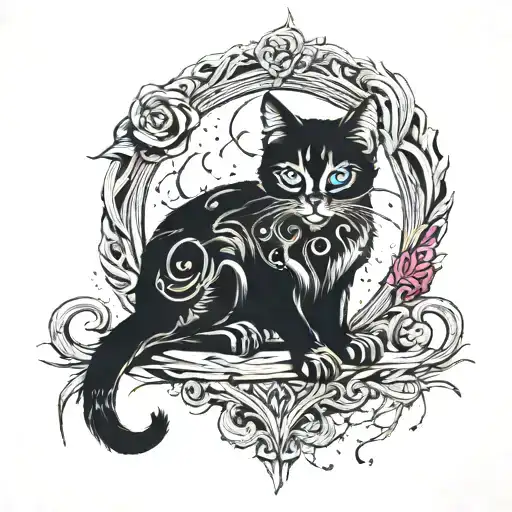 Cat Moon Heart Gothic