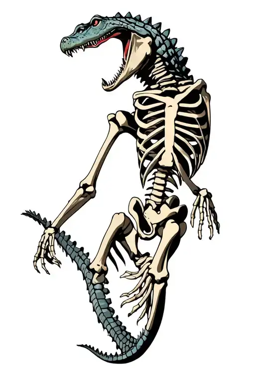 Aligator Skeleton Full Length With Some Flesh