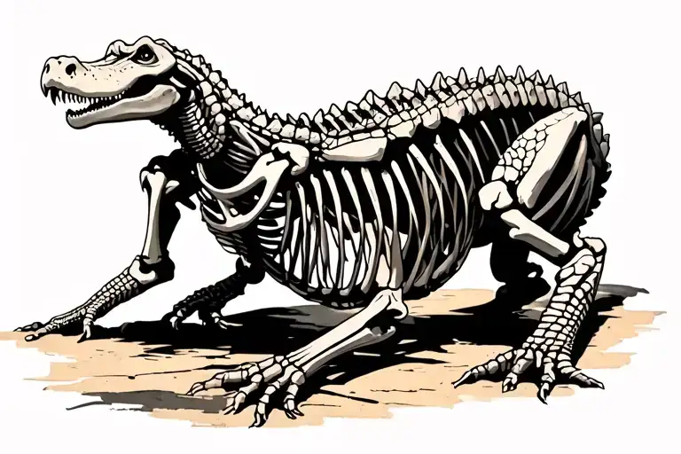 Aligator Skeleton Full Length With Some Flesh