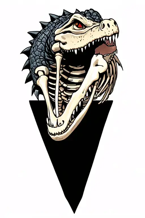 Aligator Skeleton Full Length With Some Flesh