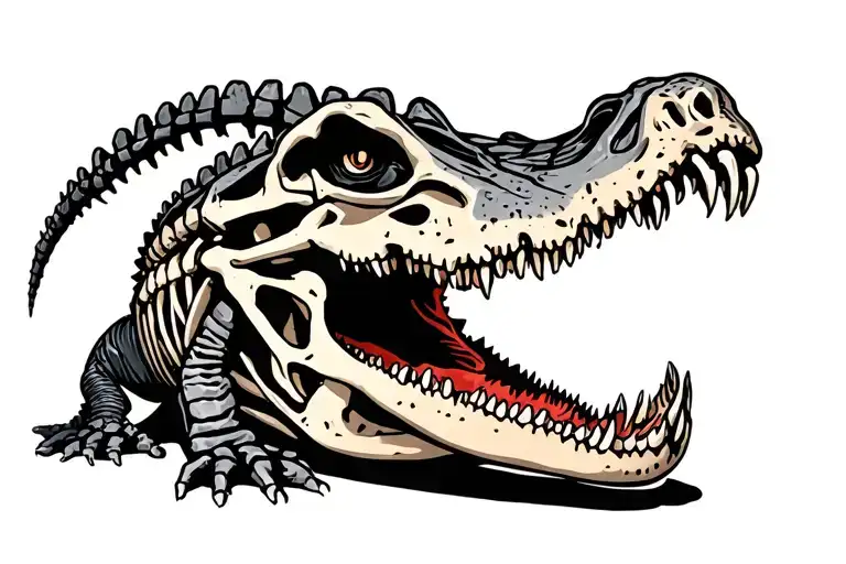 Full Alligator Skeleton With Flesh