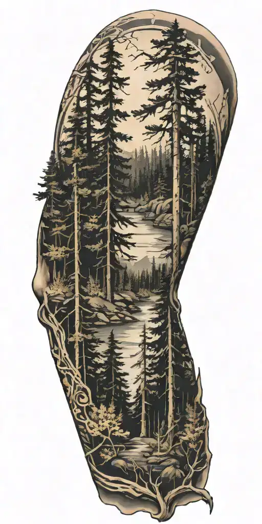 Forest Scene With A Hidden Silhouette