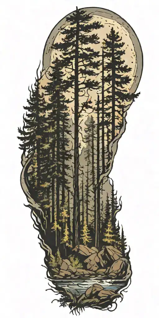 Forest Scene With A Hidden Silhouette