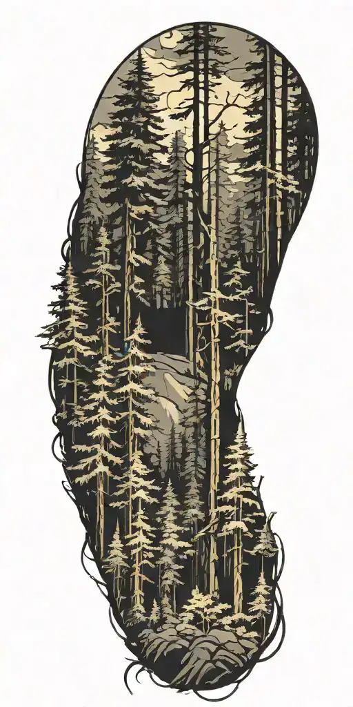 Forest Scene With A Hidden Silhouette